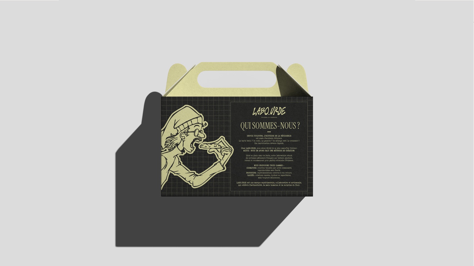 Boîte vue arrière avec philosophie de marque